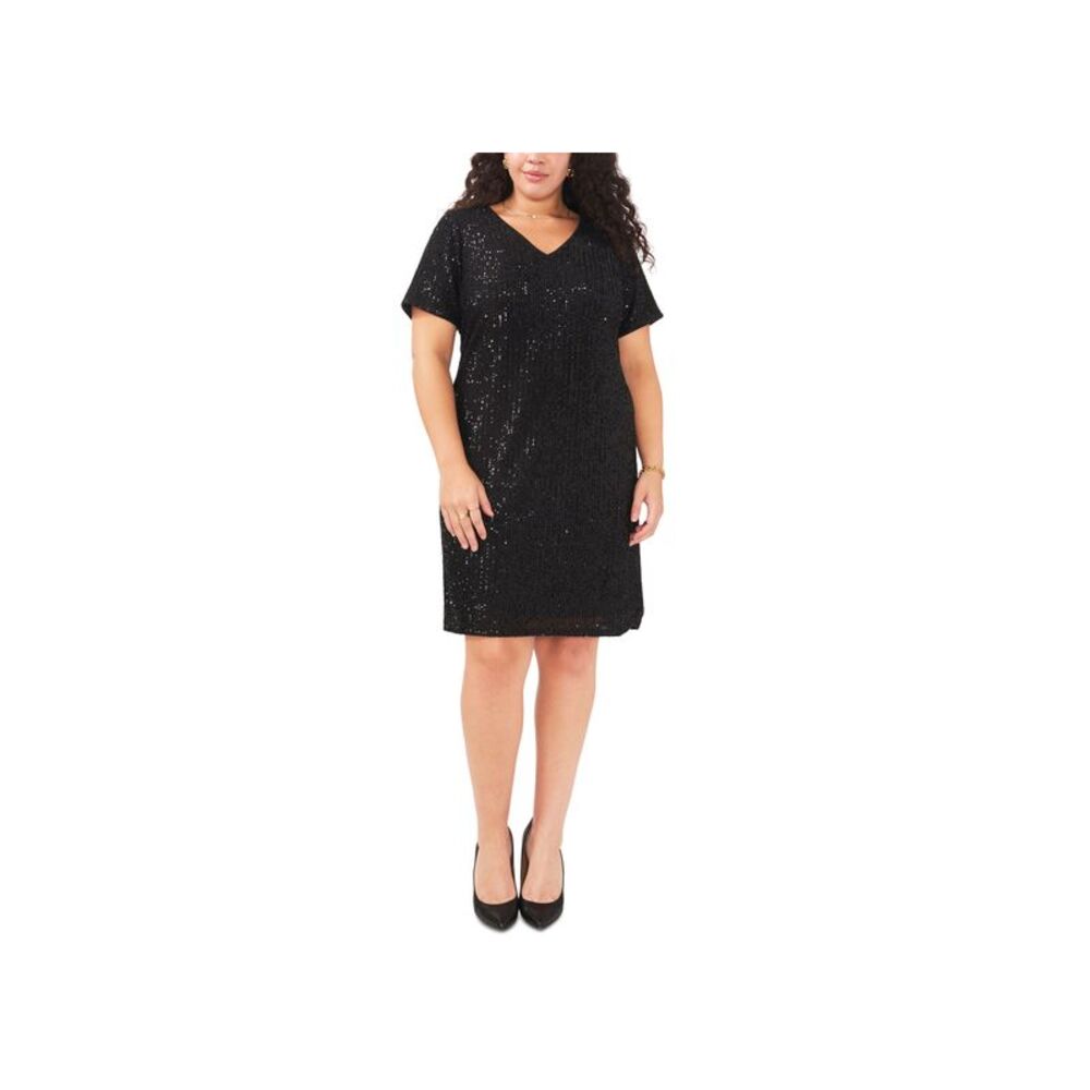 Women's Long-Puffed-Sleeve V-Neck Dress